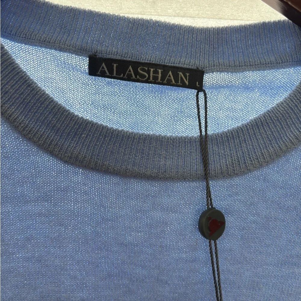 Alashan Cashmere Puppy Love Crew Neck Sweater In blue size L NWT